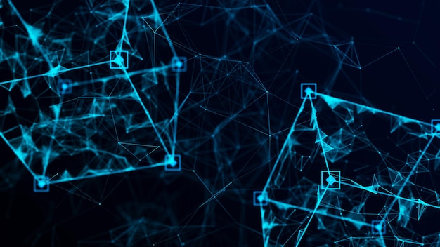 Concept de blockchain technologique Visualisation du flux dynamique de l'industrie de la crypto-monnaie