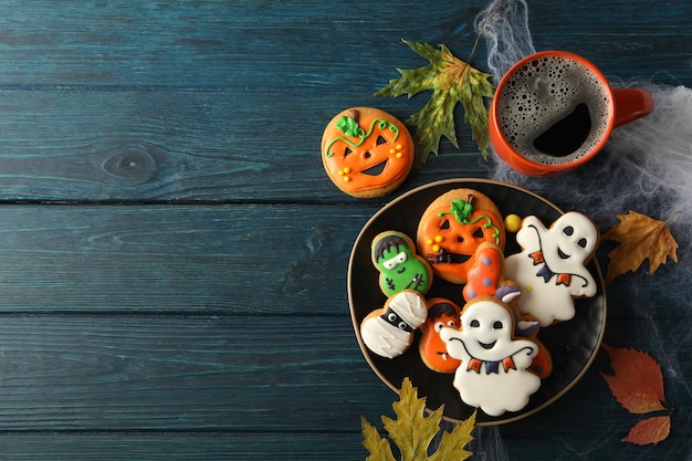 Concept de bonbons d'Halloween bonbons drôles espace pour le texte