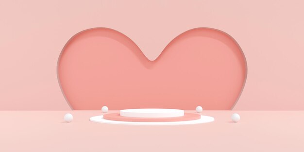 concept de bonne saint valentin. fond rose style minimal pour la présentation du produit de marque le jour de la saint-valentin. scène de maquette avec espace vide.illustration 3d