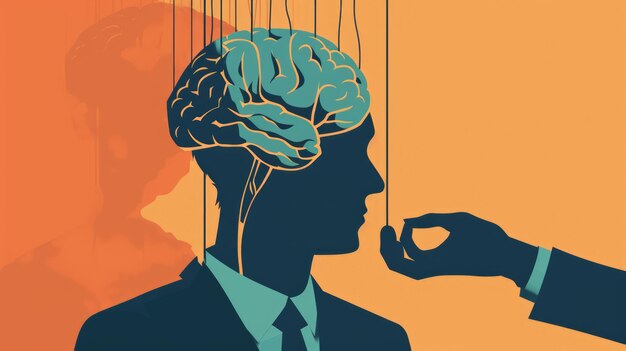 Concept de brainstorming Homme d'affaires avec illustration du cerveau humain IA générative