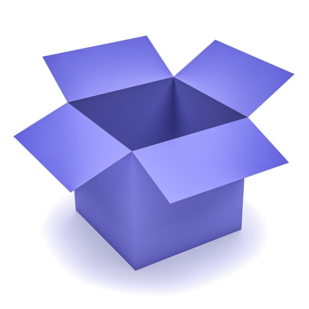 Concept cadeau Boîte bleue ouverte isolée sur blanc
