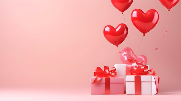 Concept de cadeau pour la Saint-Valentin sur fond rose