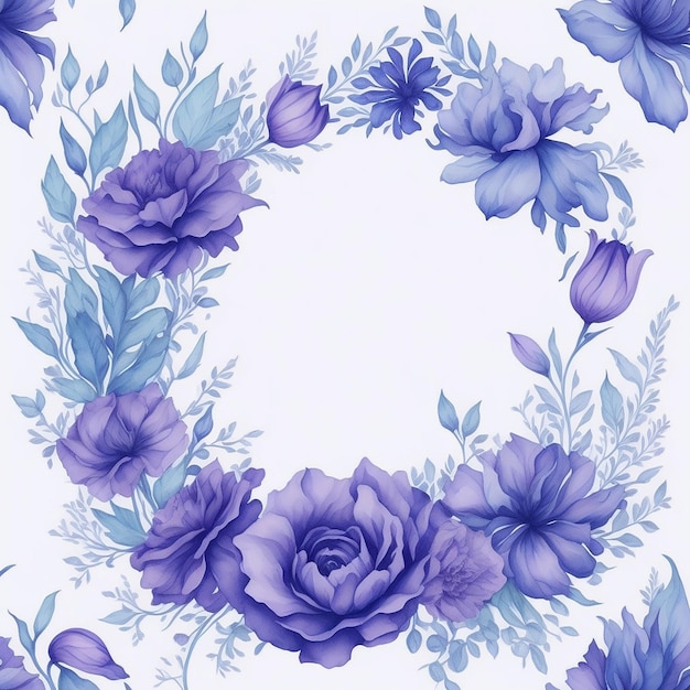 Concept de cadre cercle aquarelle fleurs bleues