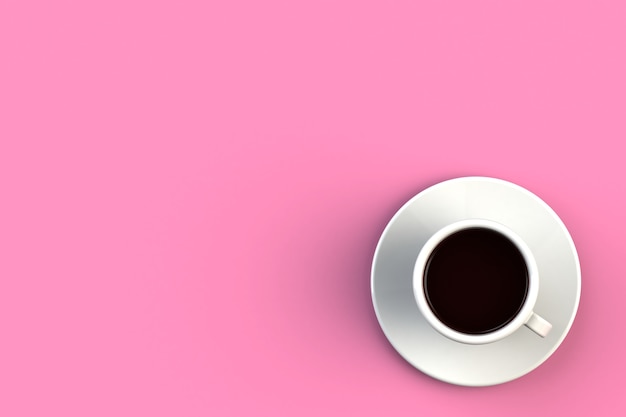 Concept de café du matin sur fond rose