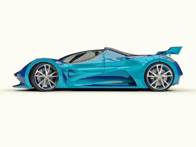 Concept-car de course bleu. Image d'une voiture sur fond blanc. rendu 3D.