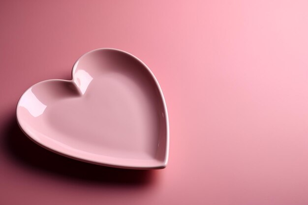 Concept de carte de Saint Valentin romantique avec une assiette en papier en forme de coeur