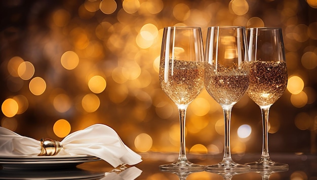 Concept de célébration festive Deux verres de vin remplis de confettis colorés sur un fond sombre