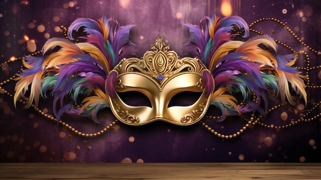 concept de célébration de fête de carnaval avec un masque doré élégant