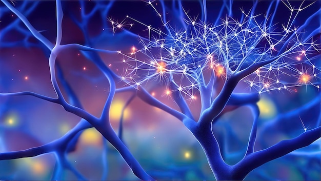 Concept de cellules neuronales montrant les neurones qui se déclenchent et les extensions neuronales