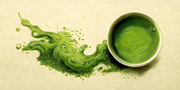 Photo concept de cérémonie du thé japonaise boisson au thé vert matcha sur fond blanc