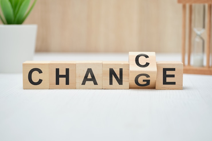 Photo concept de chance et de changement sur des cubes en bois.