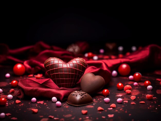 Photo concept de chocolat en forme de cœur pour la fête de la saint-valentin