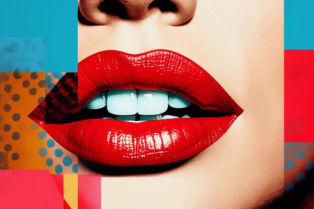 concept de collage pop art rétro mais contemporain de lèvres féminines