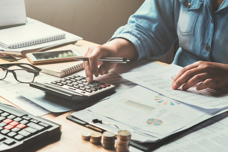 Photo concept de comptabilité d&#39;entreprise au bureau
