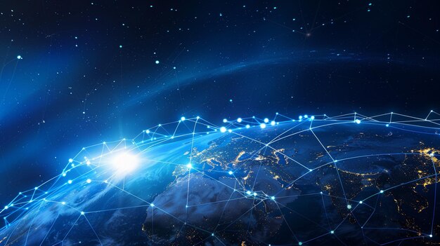 Concept de connectivité mondiale avec un réseau de lignes connectées