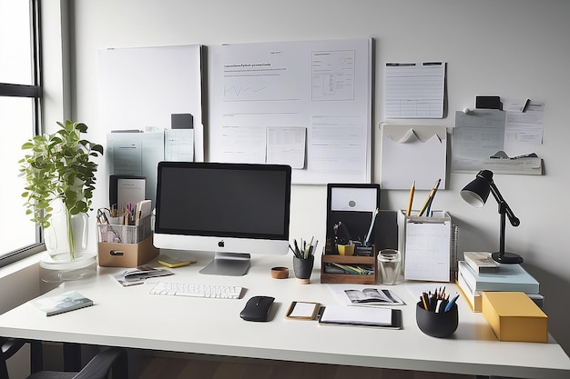 Concept contemporain de fournitures de bureau pour le lieu de travail