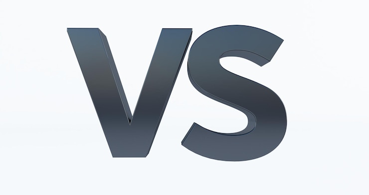 Photo concept contre. lettres vs 3d noires isolées sur fond blanc, rendu 3d