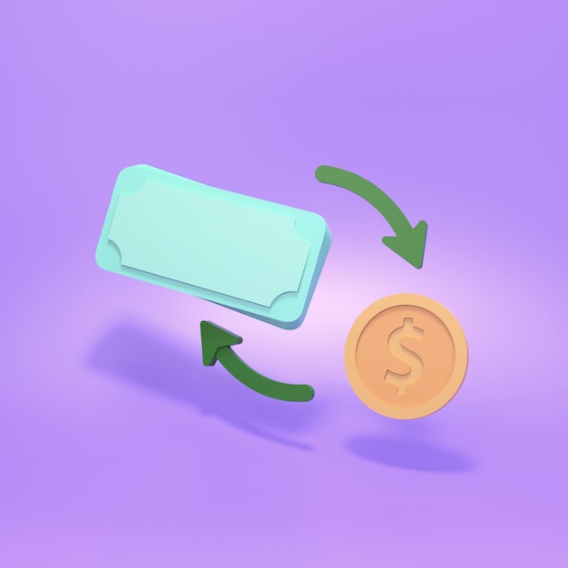 Concept de conversion d'argent. illustration de rendu 3D.