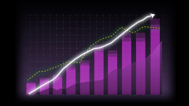 Concept de croissance d'entreprise dans un graphique allusif montrant les bénéfices des ventes de marketing augmentant vers l'objectif futur Excellente situation financière de l'activité d'entreprise augmente Les finances et l'argent Rendering 3D