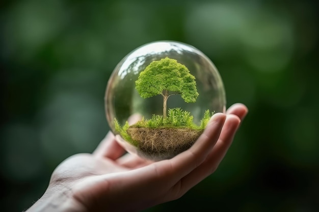 Concept de croissance et d'intérêt des investissements des entreprises Petite plante poussant dans du verre Créée avec la technologie Generative Ai