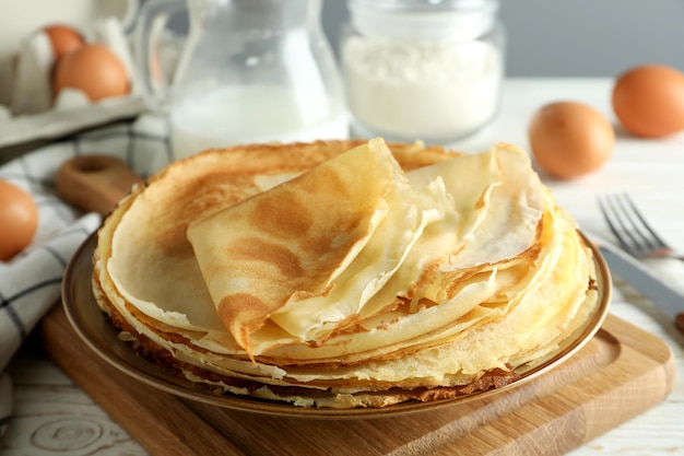 Photo concept de cuisine avec des crêpes, gros plan