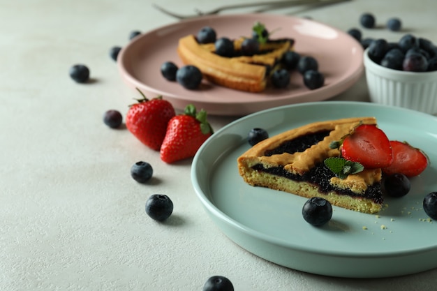 Concept de cuisine délicieuse avec tarte aux myrtilles