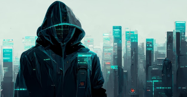 Concept de cyberattaque de Dark Web Hooded Hacker illustation