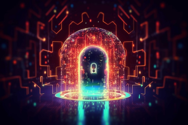 Concept de cybersécurité avec rendu 3D de cadenas