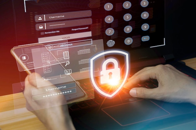 concept de cybersécurité sécurité et cryptage de la vie privée des utilisateurs accès sécurisé à Internet technologie future et cybernétique cadenas à écran