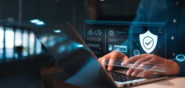 Concept de cybersécurité sécurité de l'information et cryptage accès sécurisé aux données personnelles des utilisateurs
