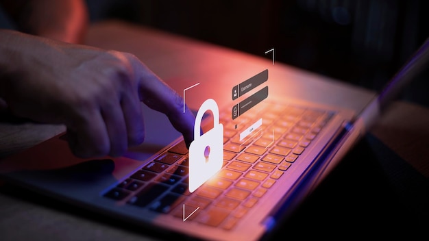 Concept de cybersécurité sécurité de l'information et cryptage accès sécurisé aux informations personnelles de l'utilisateur accès Internet sécurisé cybersécurité