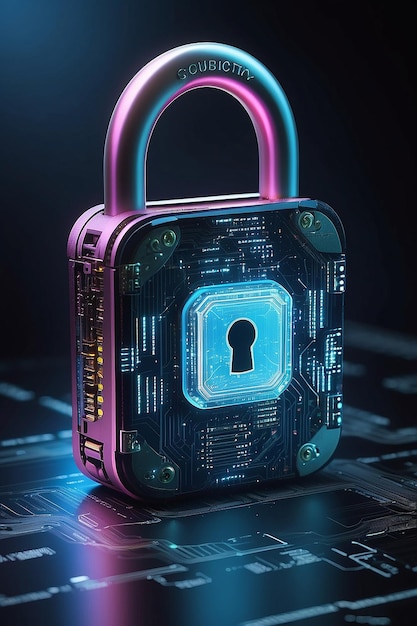 Concept de cybersécurité Verrou numérique pour le système informatique Protection des données personnelles