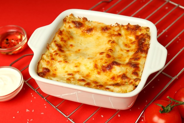 Concept de délicieuses lasagnes en gros plan