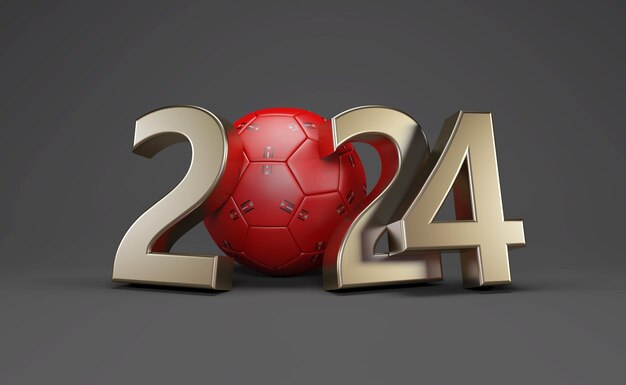 Photo concept de design créatif du nouvel an 2023 avec image rendue en 3d de football