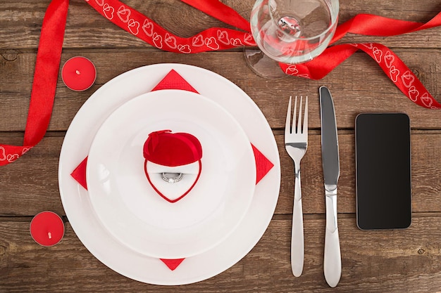 Concept De Dîner Romantique Saint Valentin Ou Fond De Proposition