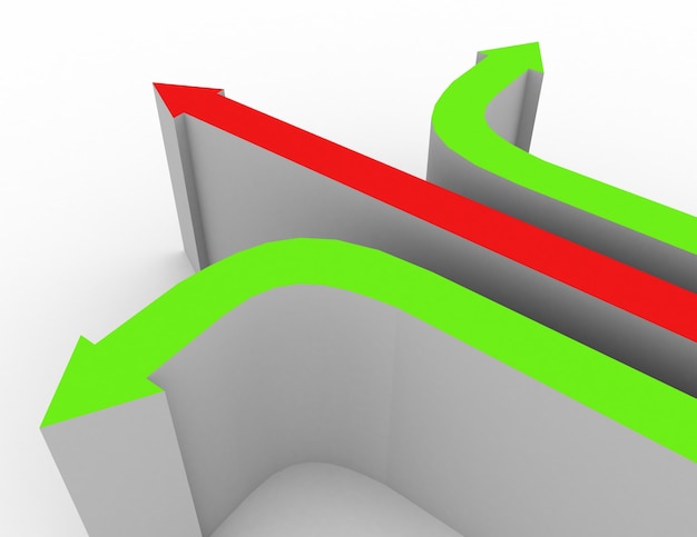 Concept de direction différente 3D illustration de rendu 3D