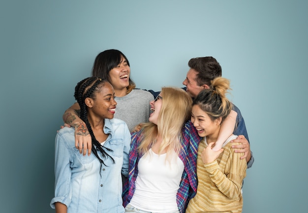 Photo concept de diversité d'amitié hipster ami adolescents