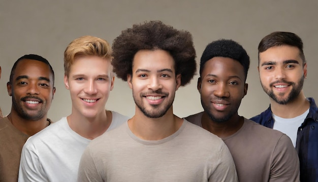 Photo concept de diversité et d'humanité hommes multiraciaux noirs et sombres