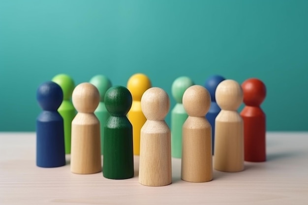 Photo concept de diversité et d'inclusion figurines en bois colorées