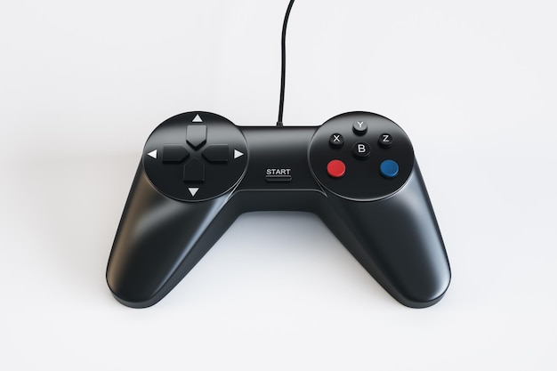 Concept de divertissement avec manette de jeu moderne sur fond clair rendu 3D