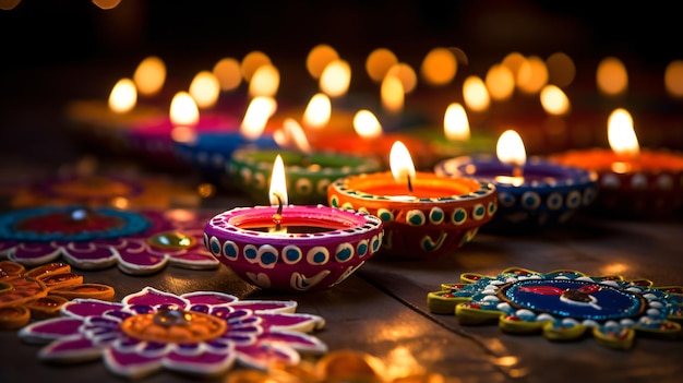Concept Diwali Diya utilisant du Kaju aux noix de cajou et du Badam aux amandes