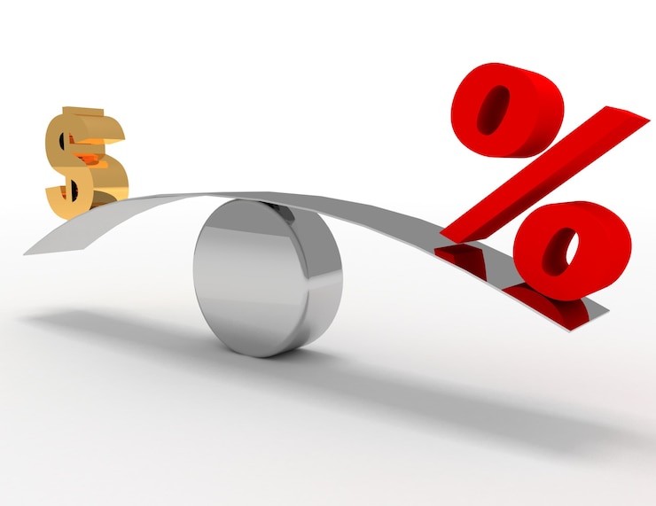 Photo concept de dollar et de pourcentage. illustration de rendu 3d