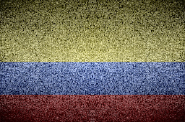 Concept de drapeau Colombie closeup sur PVC en cuir pour le fond