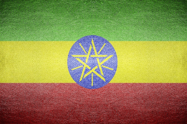 Concept de drapeau Ethiopie écran sur cuir PVC pour le fond