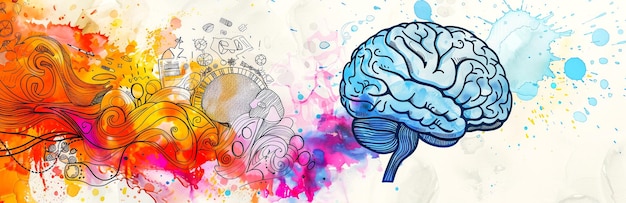 Concept du cerveau humain gauche droit le côté gauche du cerveau est représenté avec des circuits d'engrenages et des mathématiques