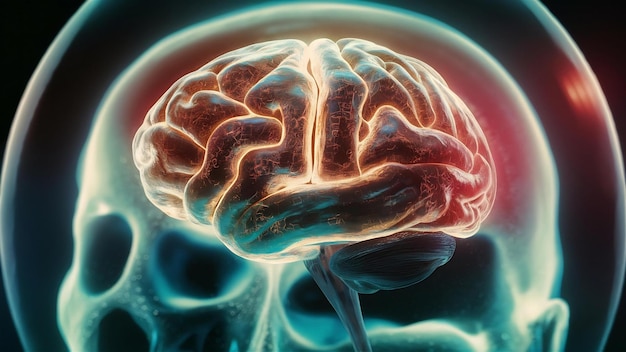 Le concept du cerveau en rayons X en 3D