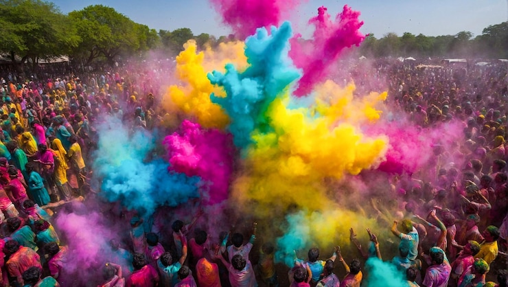 Photo le concept du festival indien des couleurs holi