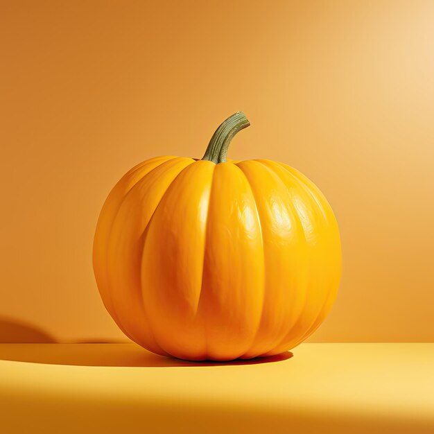 Photo le concept du jour d'halloween est une citrouille sur fond orange.