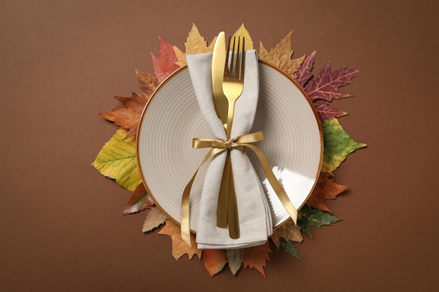 Concept du jour de Thanksgiving Table d'automne vue de dessus