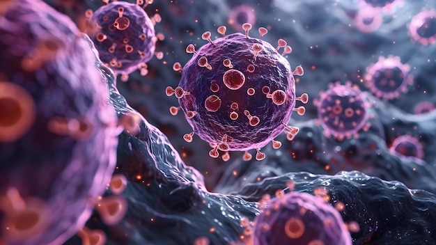 Le concept du virus de la petite guerre contre le système immunitaire dans les cellules humaines Recherche médicale Immunologie Maladies infectieuses Biologie humaine Virologie